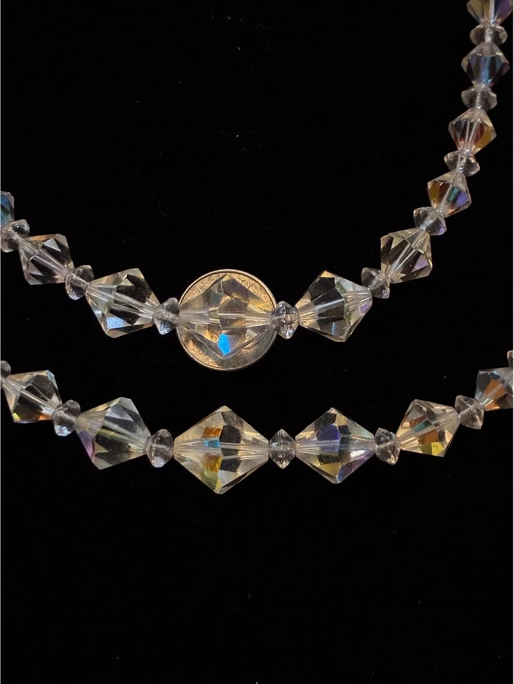 Vintage AB Crystal Bicone Glass Beads Broken Necklace For Repair Crafts